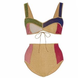 Color-Block Lurex Bikini Set size L NEW